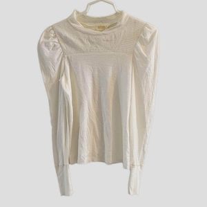 Nation Ltd Ivory Long Sleeve 100% Pima Cotton Shirt Size S